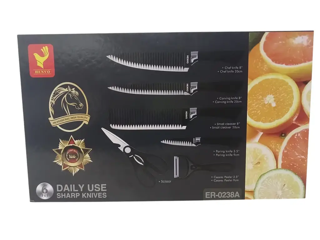 Henvo 6-Piece Black Knife Set (Er-0238A) - View 2