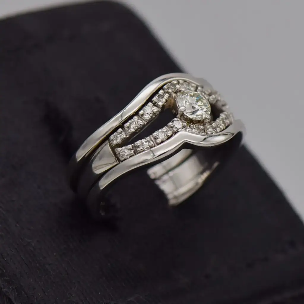9ct White Gold Wedding Ring Trip Set - View 2