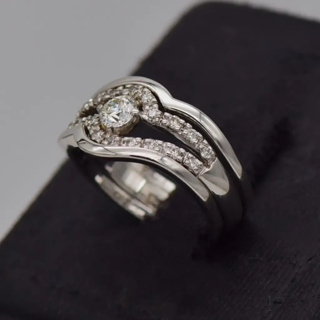 9ct White Gold Wedding Ring Trip Set - View 3