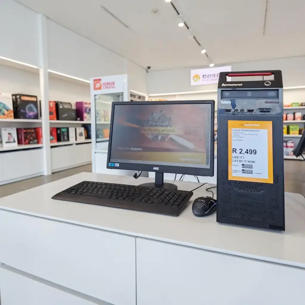 Aoc Screen, Lenovo Thinkcenter Desktop Pc, Lenovo Keyboard And Weibo Mouse