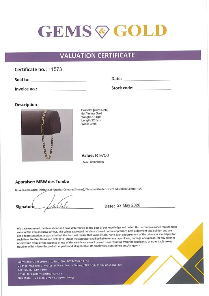 9ct Yellow Gold Bracelet Curb-Link - View 3