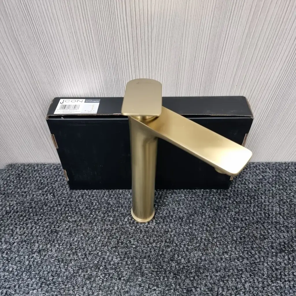 Brushed Gold Bathroom Faucets With High Spouts, Designed To Be Deck-Mounted For Vessel Sinks