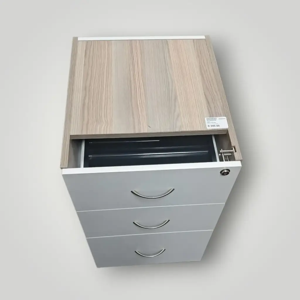 Three-Drawer Desk-Height Pedestal With Lock - View 3