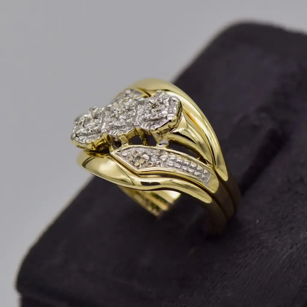 9ct Yellow Gold Wedding Ring Trip Set - View 3
