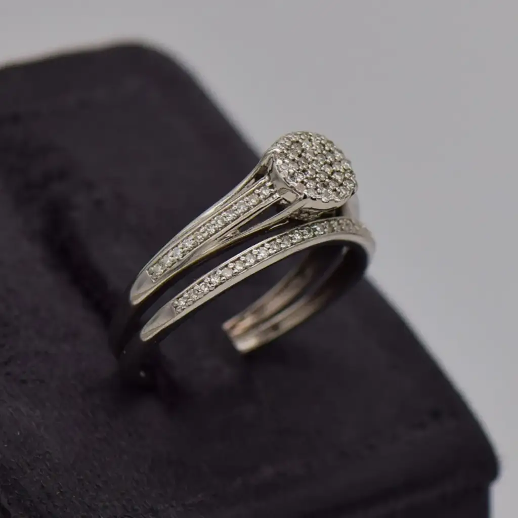 9ct White Gold Wedding Ring Twin Set - View 2