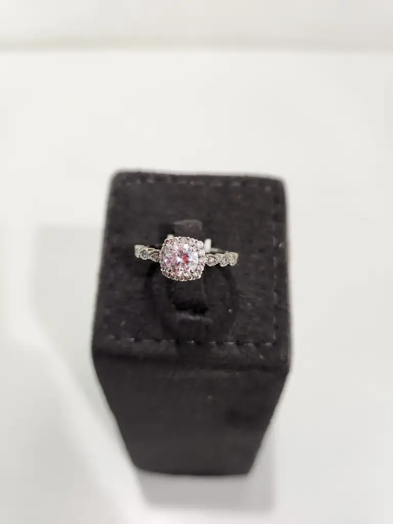 Sterling Silver Cubic Center Stone Engagement Ring