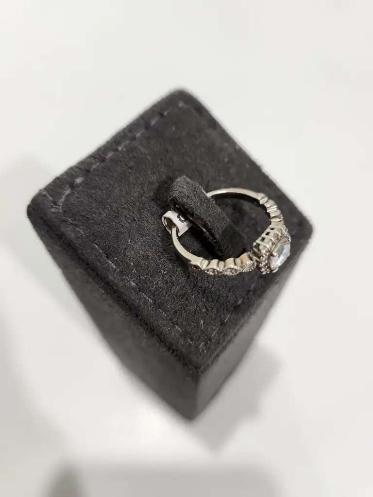 Sterling Silver Cubic Center Stone Engagement Ring - View 3
