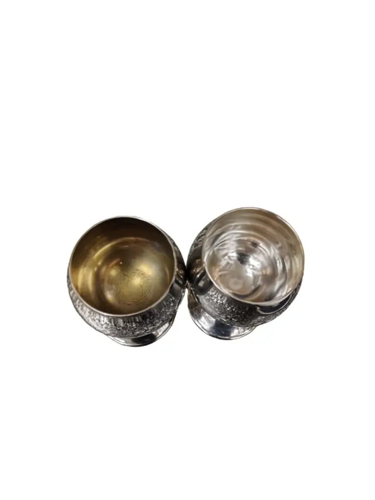 Falstaff, 2 Silver Plated Goblets With Twisted Stems - View 2