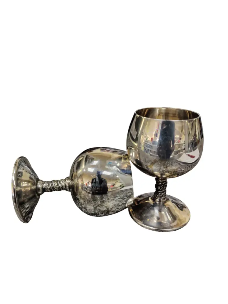 Falstaff, 2 Silver Plated Goblets With Twisted Stems - View 3