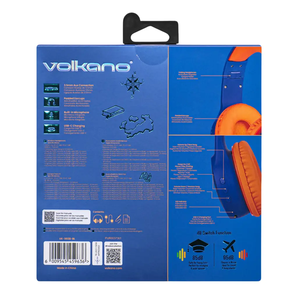 Volkano Atlas Bluetooth Headphones - Blue - View 5