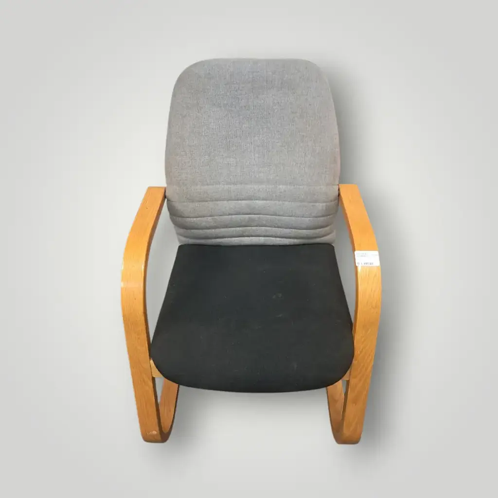 Modern Bentwood Accent Chair – Grey & Black Upholstered Visitor Chair - View 3