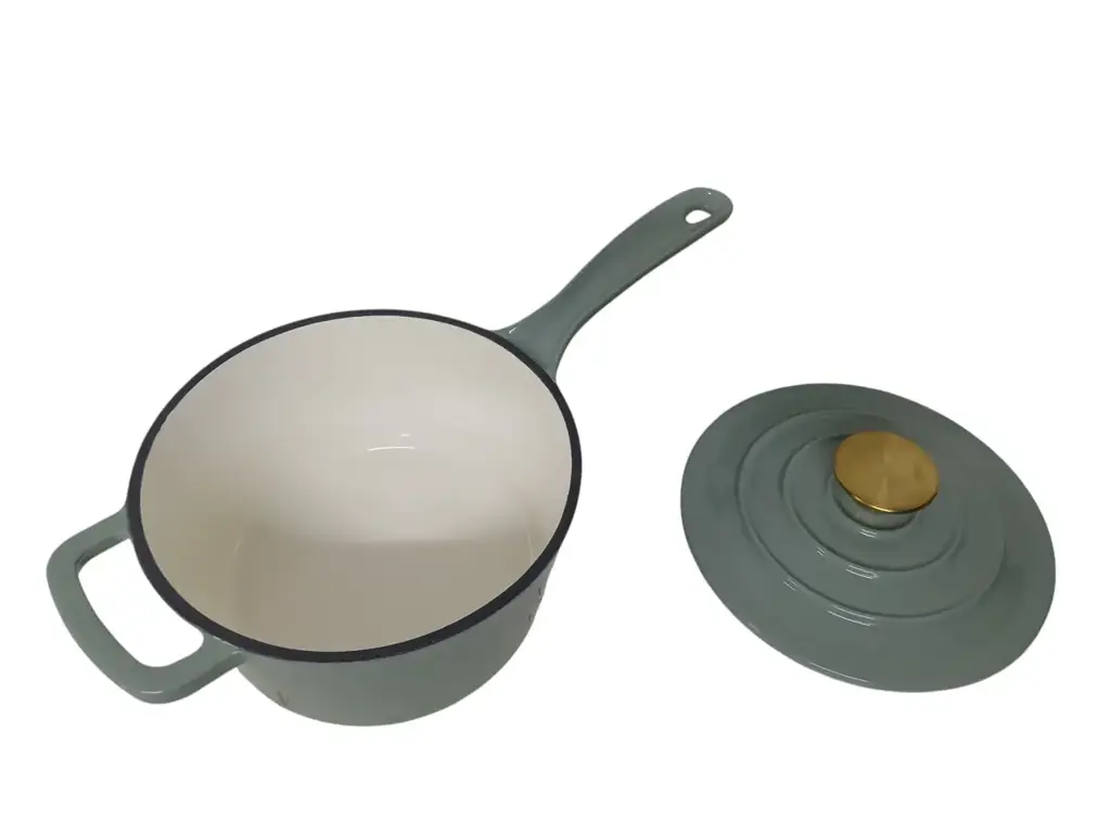 Sage Green Cast Iron Saucepan (19Cm) - View 3