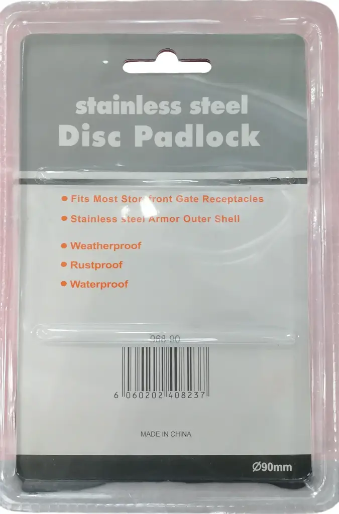 90Mm Stainless Steel Disc Padlock - View 2