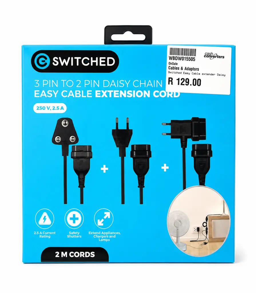 Switched 3 Pin To 2 Pin Daisy Chain Easy Cable Extension Cord - View 2