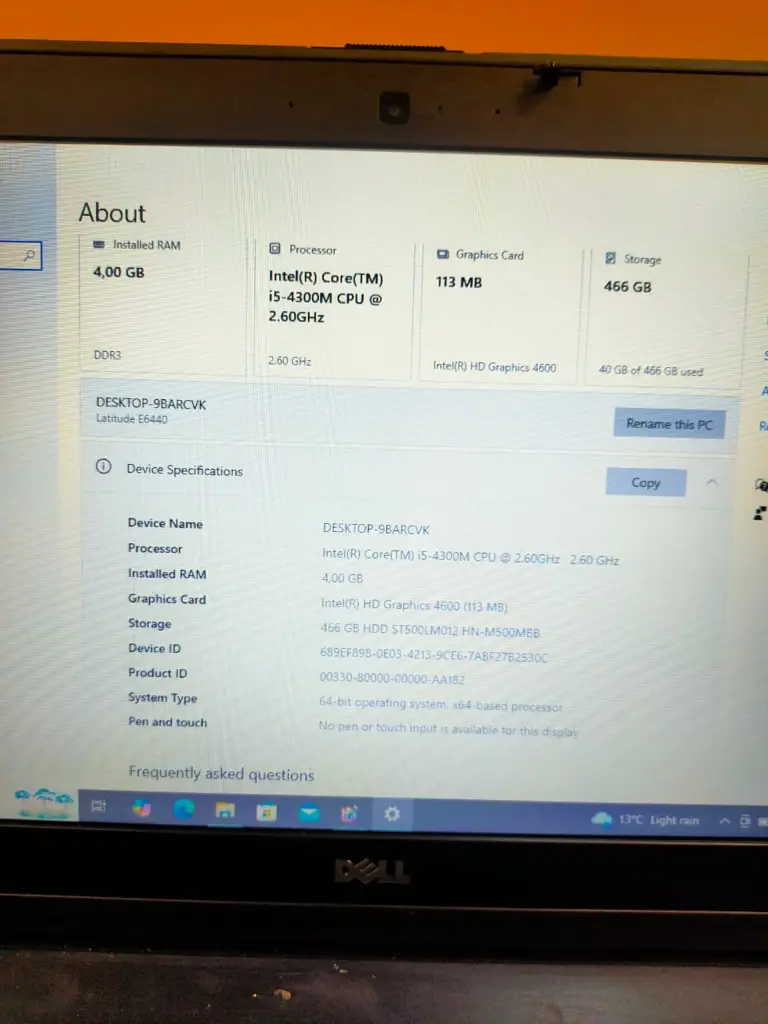 Dell Latitude E6440 Core I5, 4Th Gen, 4Gb Ram & 500Gb Hdd Laptop - View 6