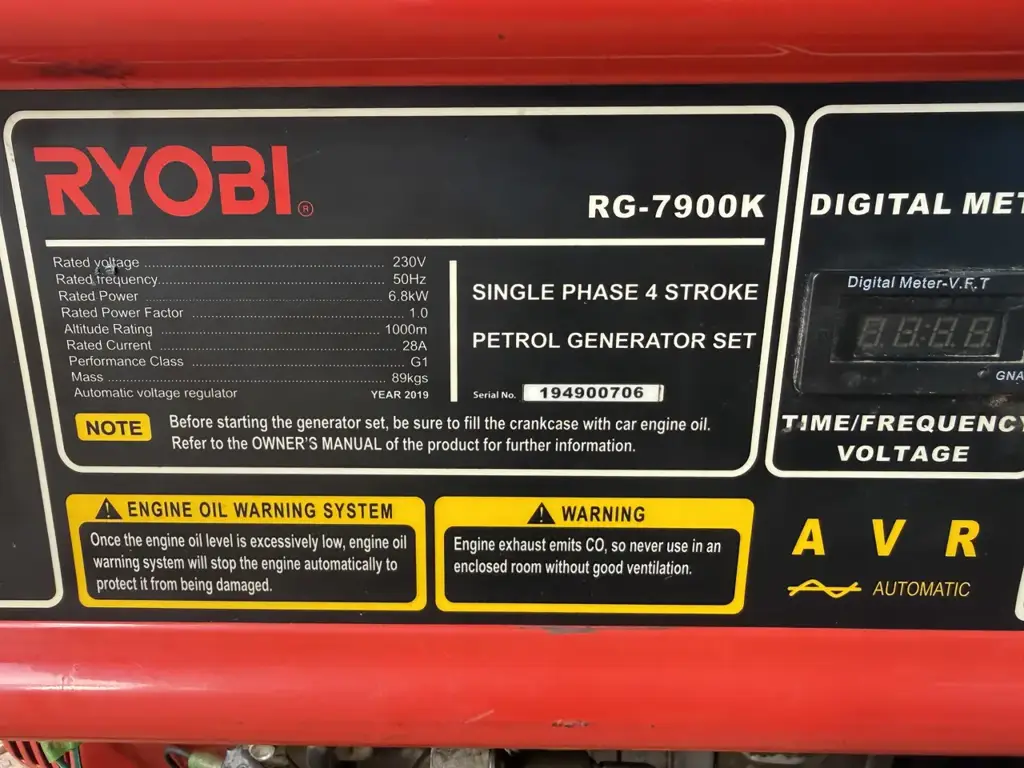 Ryobi Rg-7900K Generator (Store Collection) - View 3
