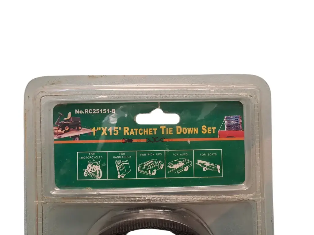 Ratchet Tie-Down Straps Measuring 1 Inch Wide By 15 Feet Long - View 3