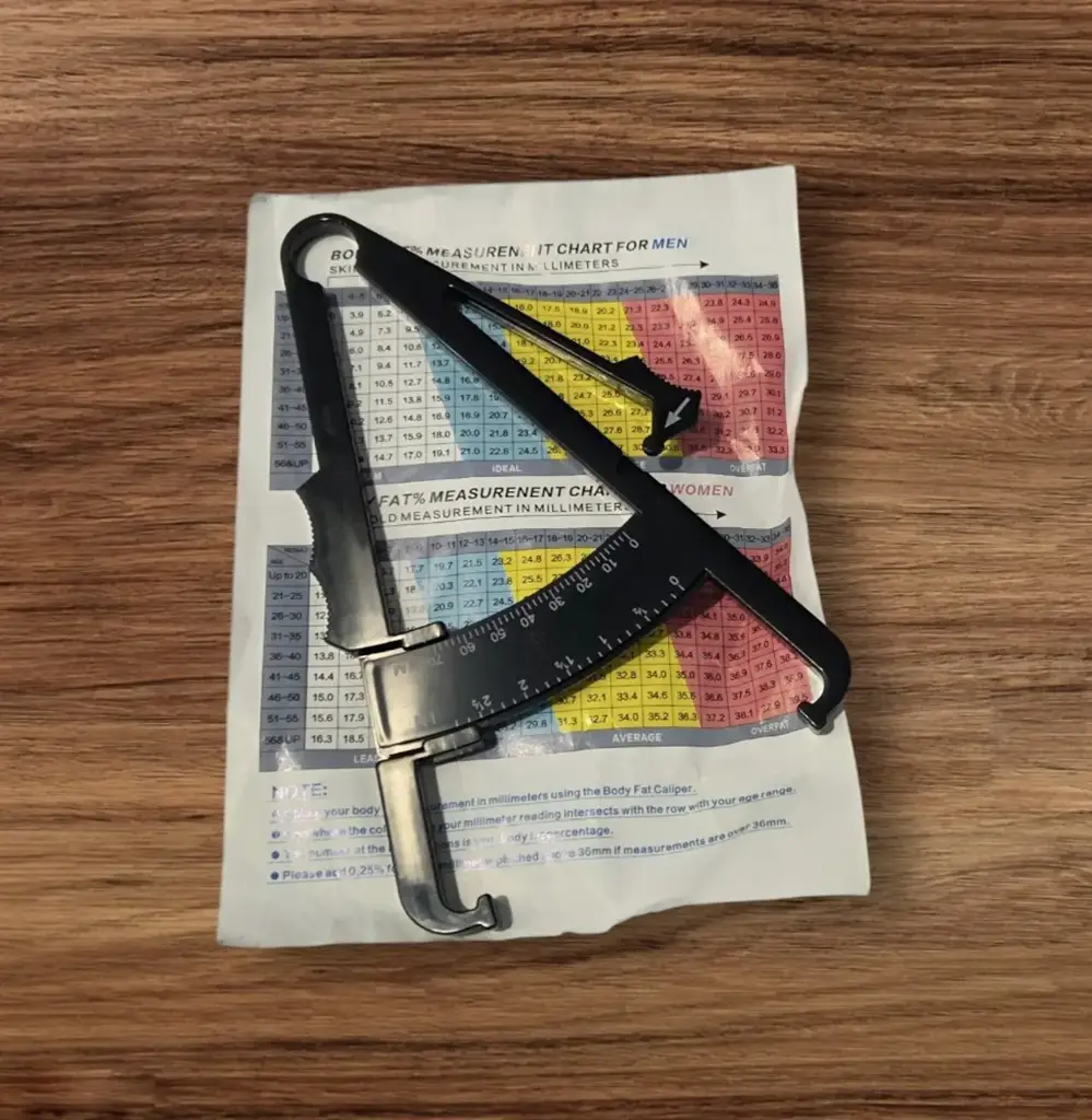 Body Fat Caliper, With Body Fat Percentage Measure Chart