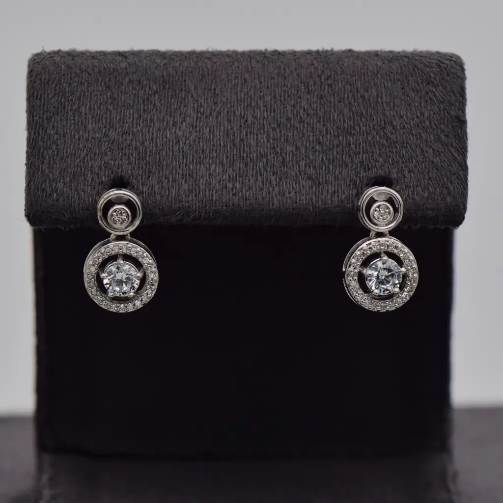 9ct White Gold Drop Earring - View 2