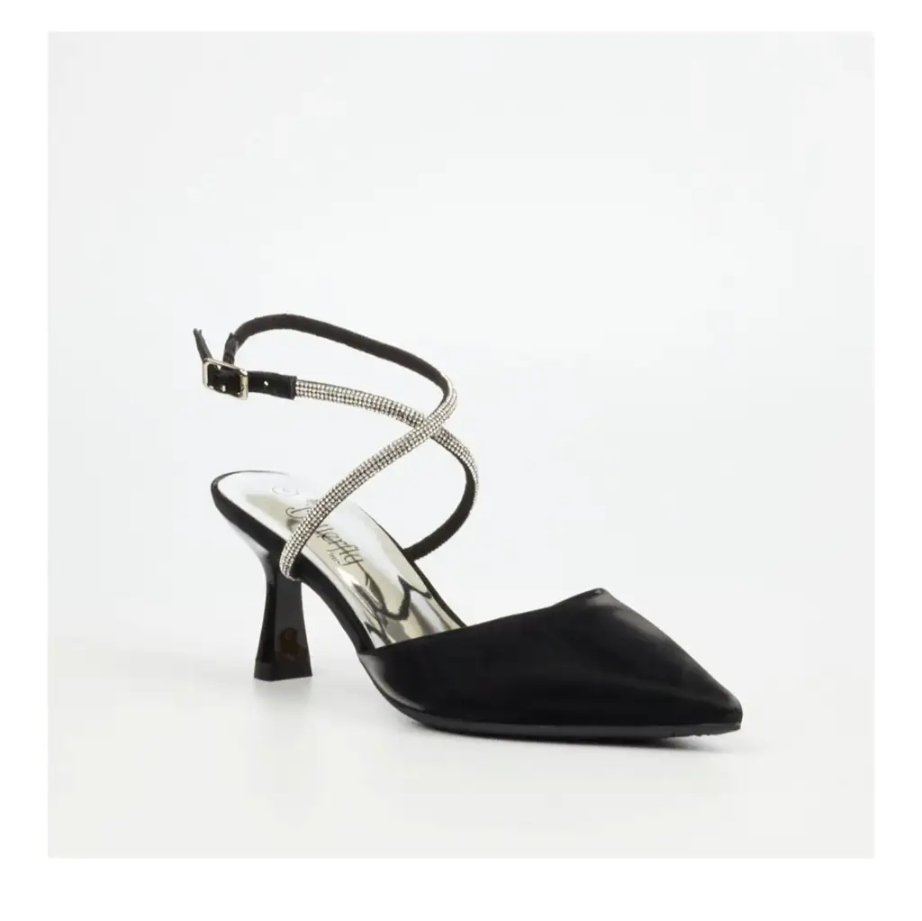 Butterfly Feet Paige 2 Black Women Satin Court Shoe - View 2