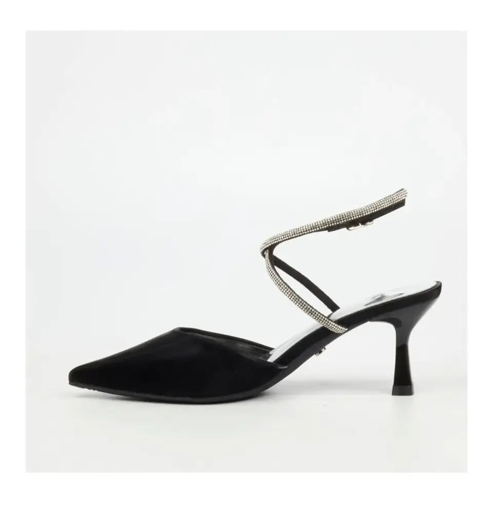 Butterfly Feet Paige 2 Black Women Satin Court Shoe - View 3
