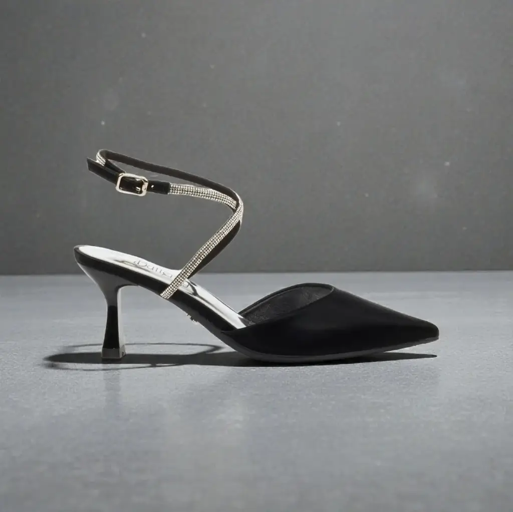 Butterfly Feet Paige 2 Black Women Satin Court Shoe