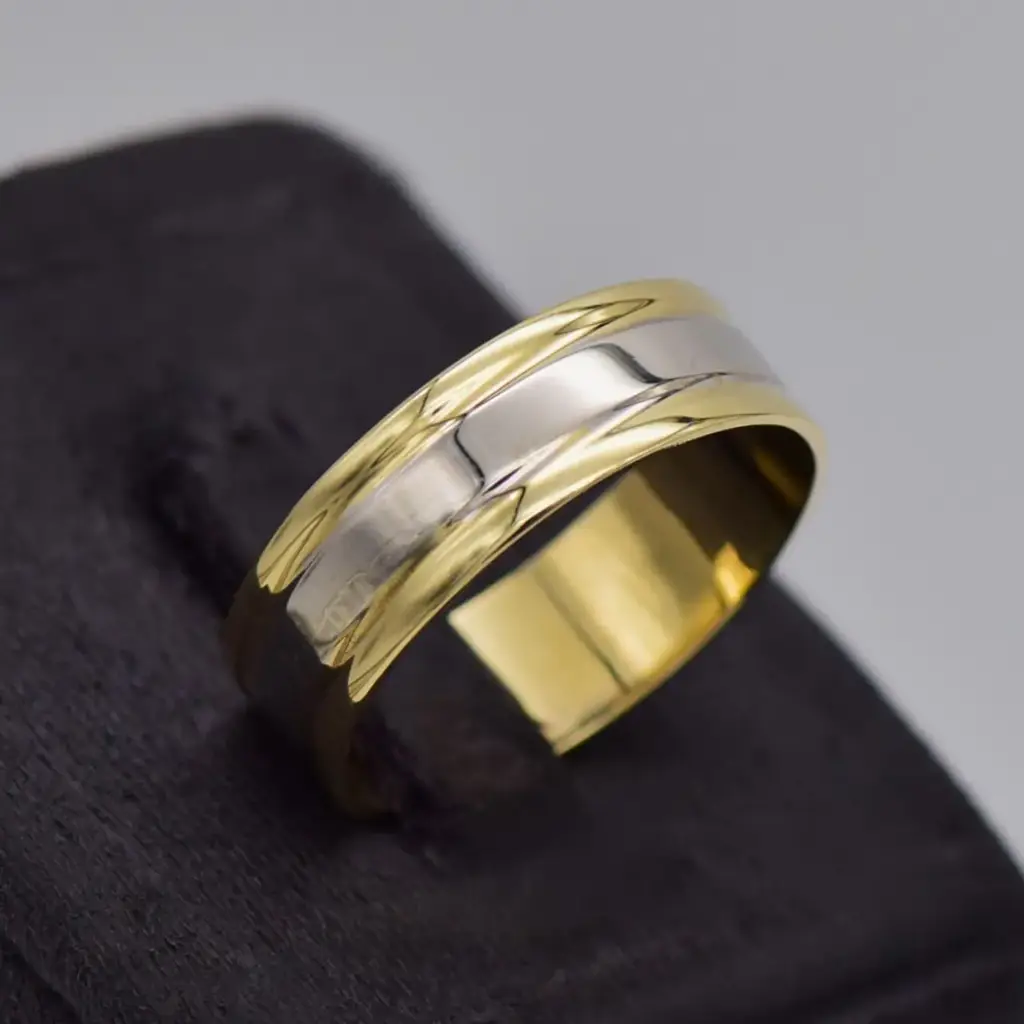10ct Two Tone Wedding Band - View 2