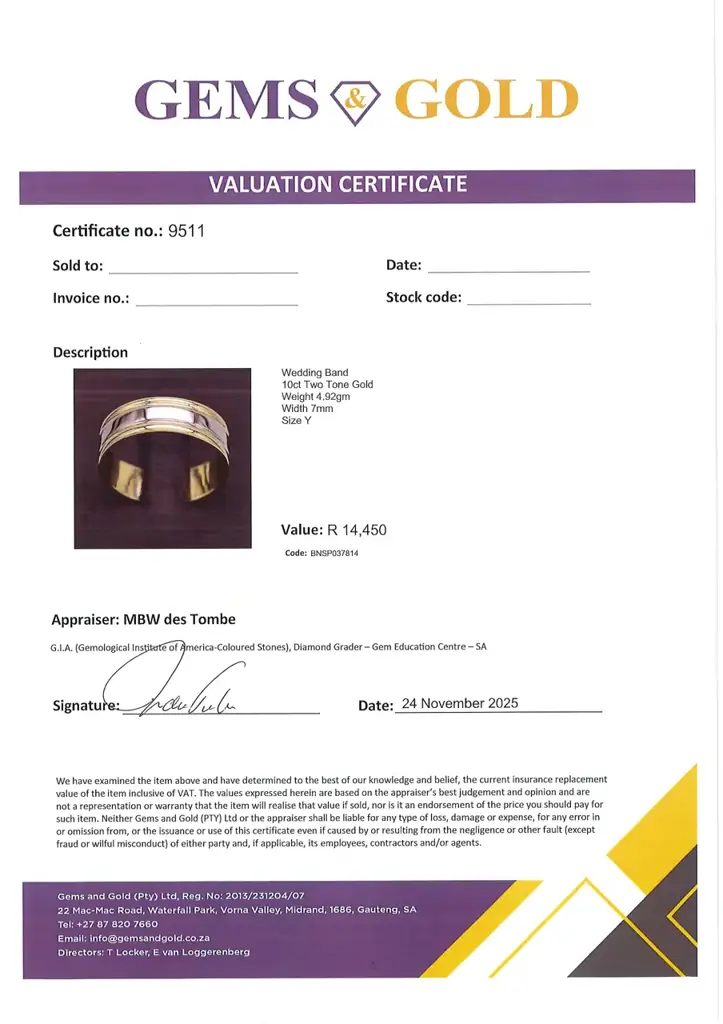 10ct Two Tone Wedding Band - View 4