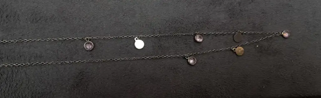 925 Silver Delicate Necklace With Pink Stones & Disk Charms - View 2