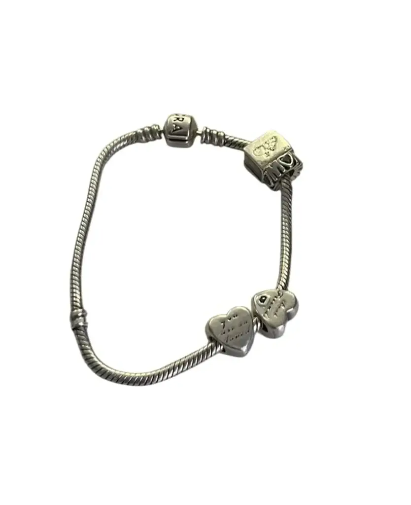 Sliver Pandora Bracelet With 4 Charms - View 2