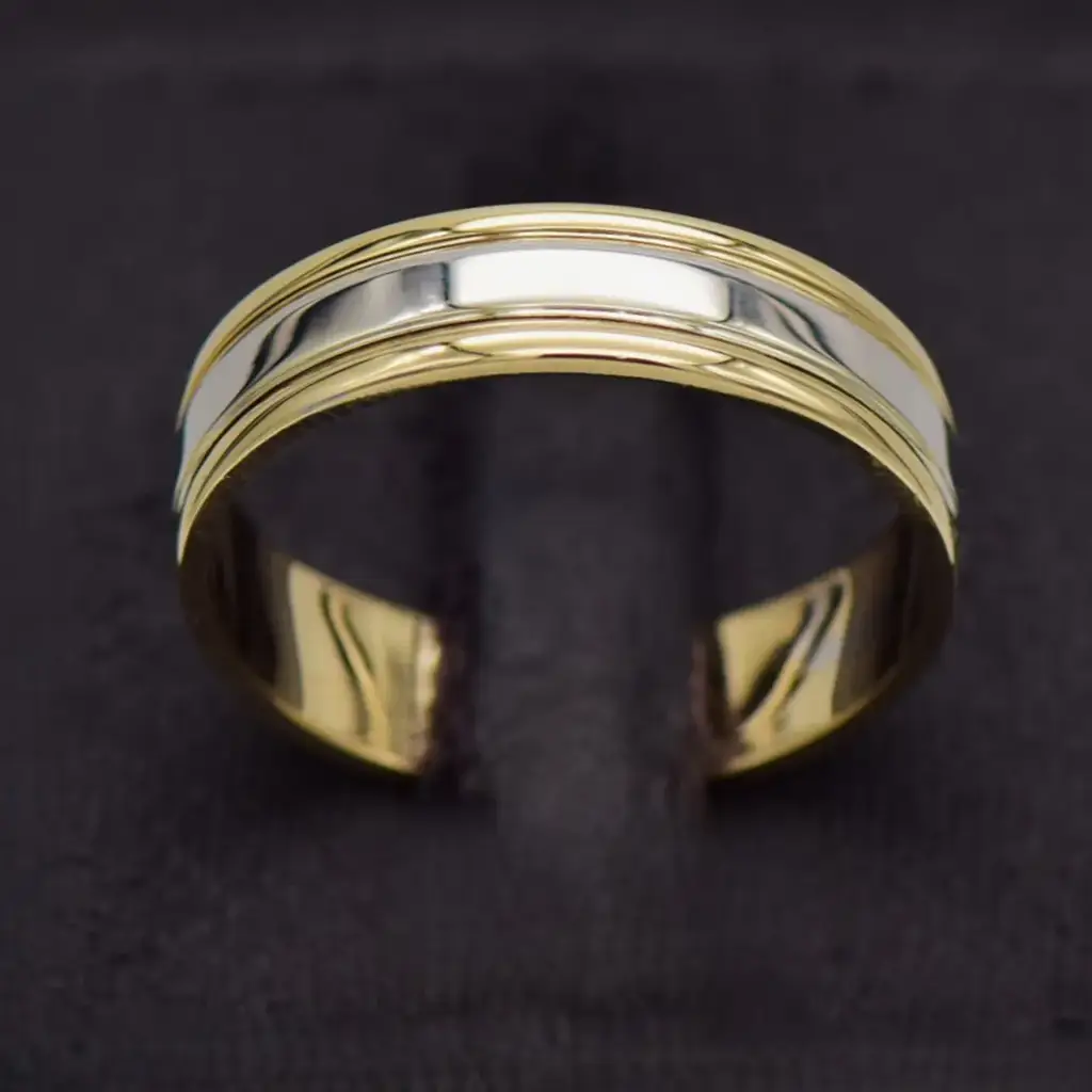 9ct Two Tone Gold Wedding Band