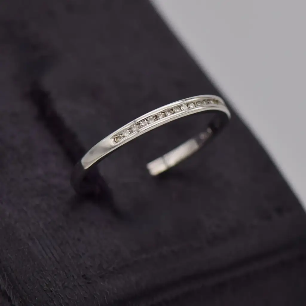 9ct White Gold 1/2 Eternity Ring - View 2
