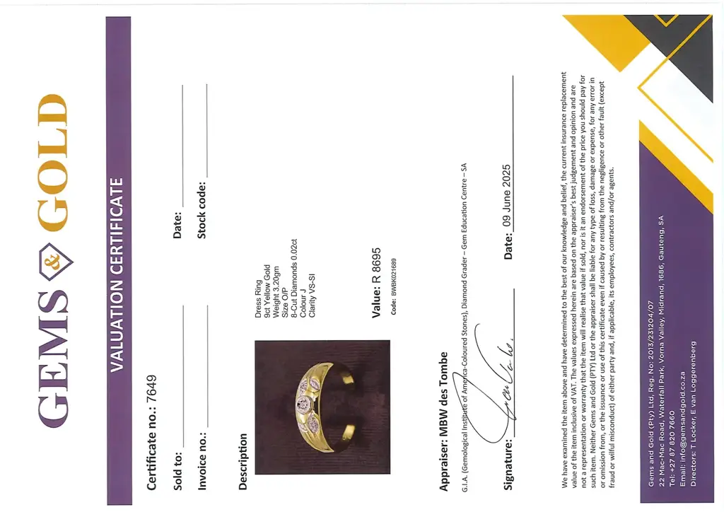9ct Yellow Gold Dress Ring - View 4