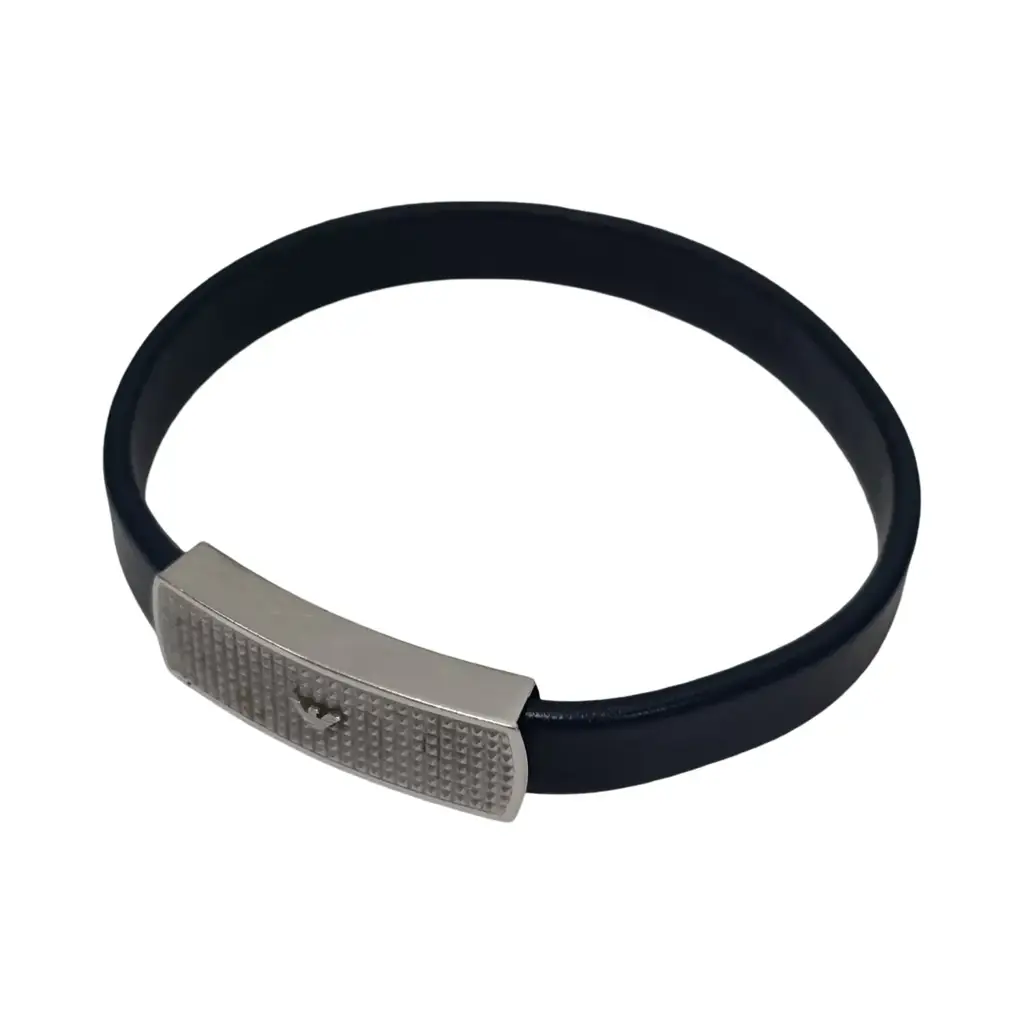 Emporio Armani Men's Navy Blue Leather Bracelet