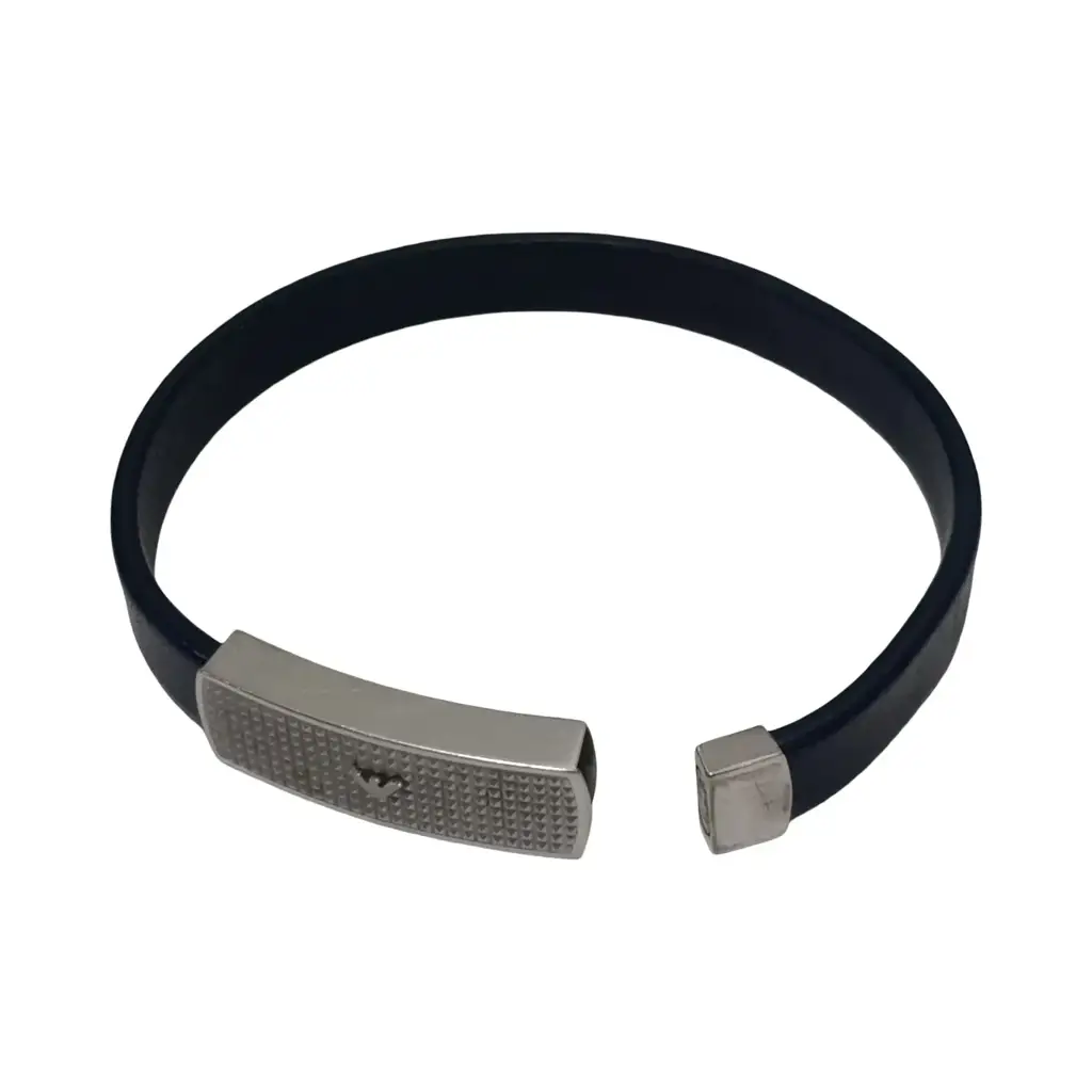 Emporio Armani Men's Navy Blue Leather Bracelet - View 2