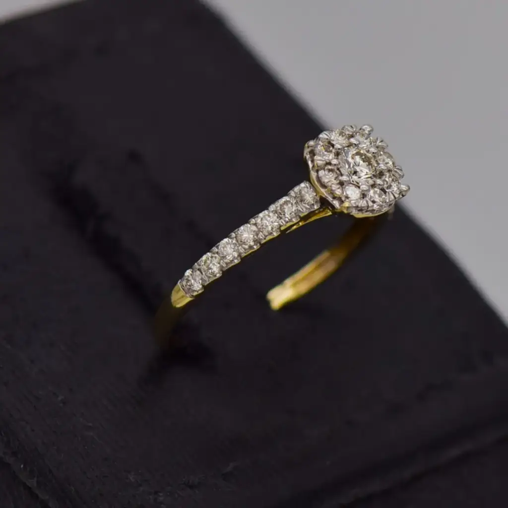 9ct Yellow Gold Cluster Ring - View 2