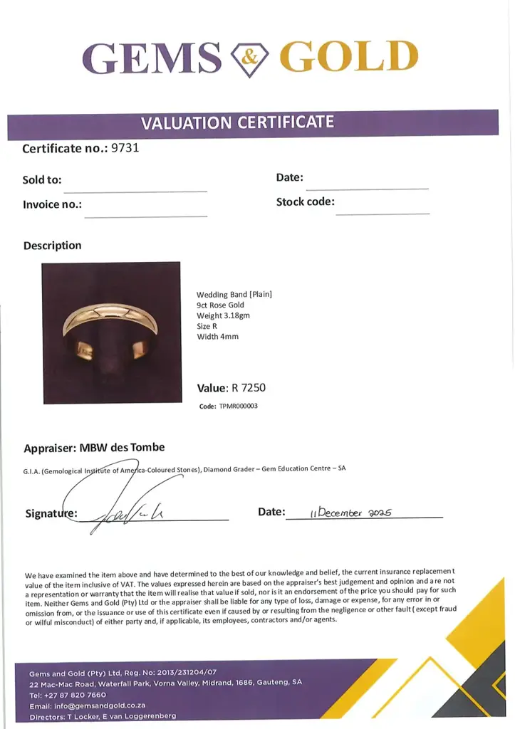 9ct Rose Gold Wedding Band Plain - View 2