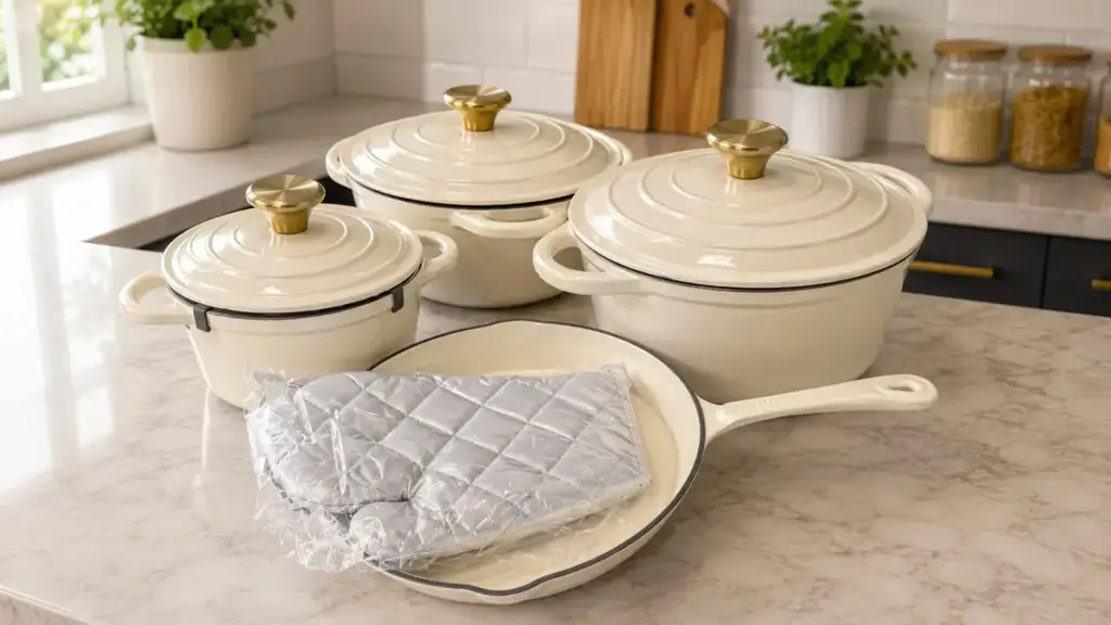 7-Piece Cast Iron Pot Set (Cream)