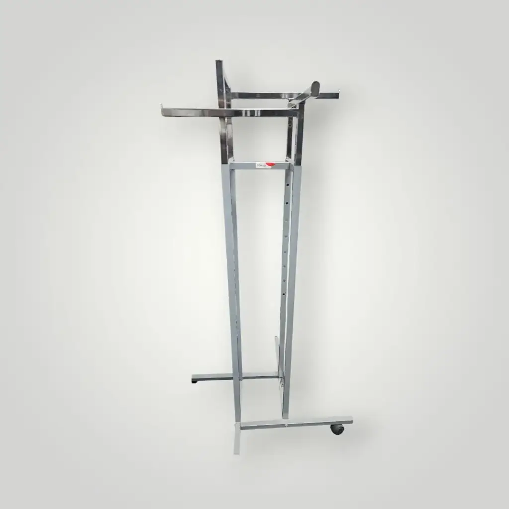 Adjustable Double Clothing Rail / Garment Display Rack – Silver - View 2