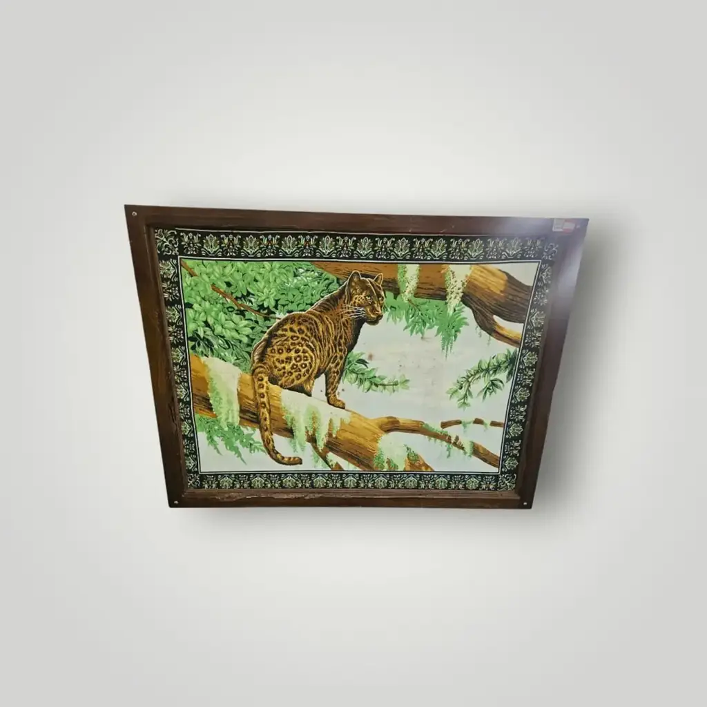 Large Framed Decorative Wall Carpet Art – Leopard Design (1.42M X 1M)