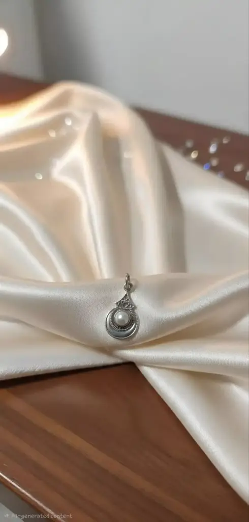 925 Sterling Silver Lattice Pearl Pendant In Half-Moon Design - View 2