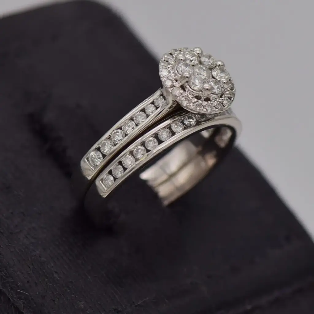 9ct White Gold Wedding Ring Twin Set - View 2