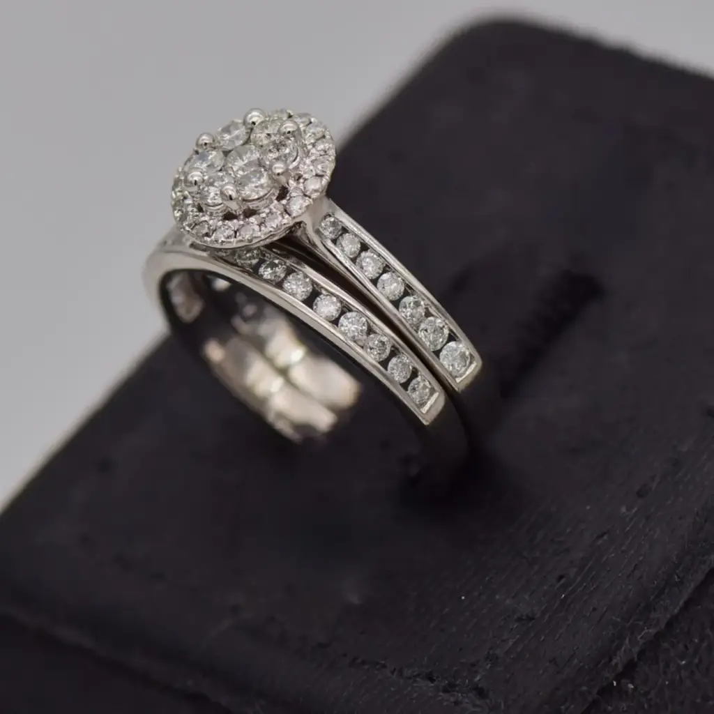 9ct White Gold Wedding Ring Twin Set - View 3