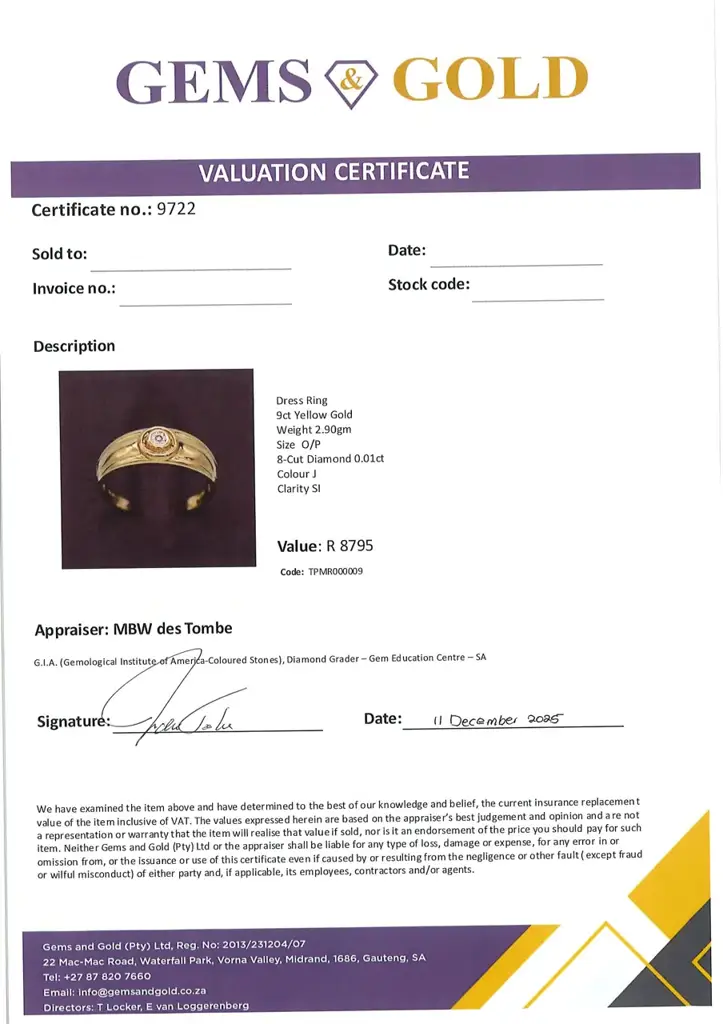 9ct Yellow Gold Dress Ring - View 4