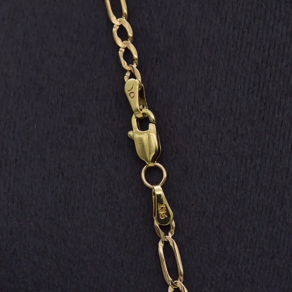 9ct Yellow Gold Chain Figaro-Link & Cross Pendant - View 3