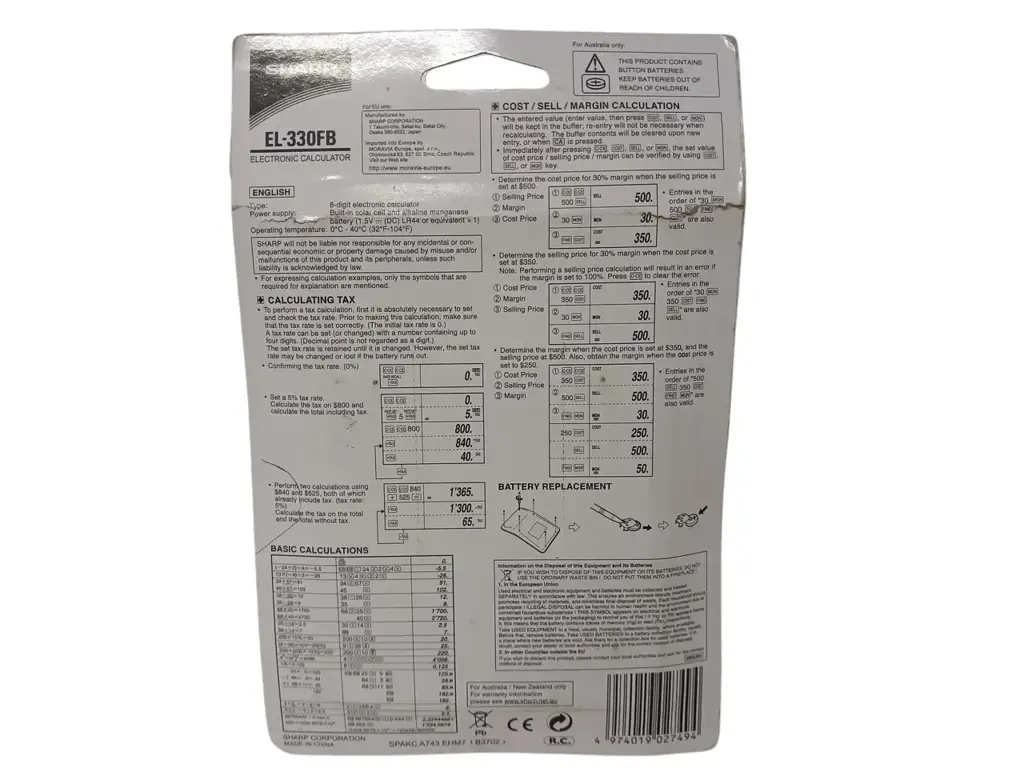 Sharp El-330Fb Electronic Calculator - View 2