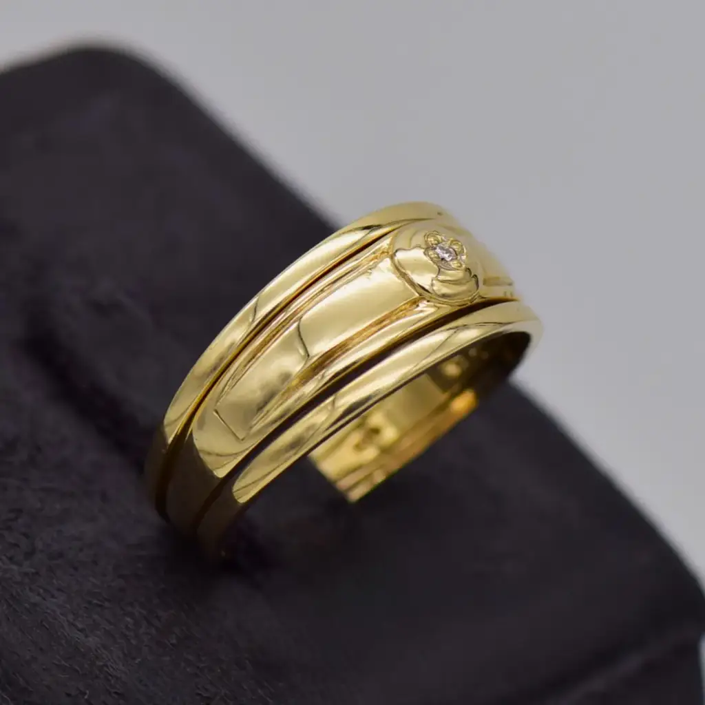 9ct Yellow Gold Wedding Ring Trip Set - View 2
