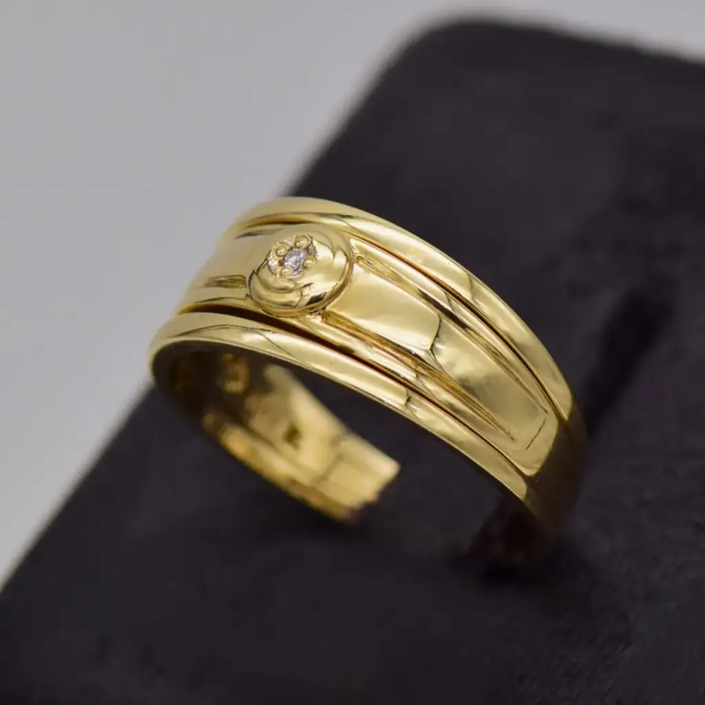9ct Yellow Gold Wedding Ring Trip Set - View 3