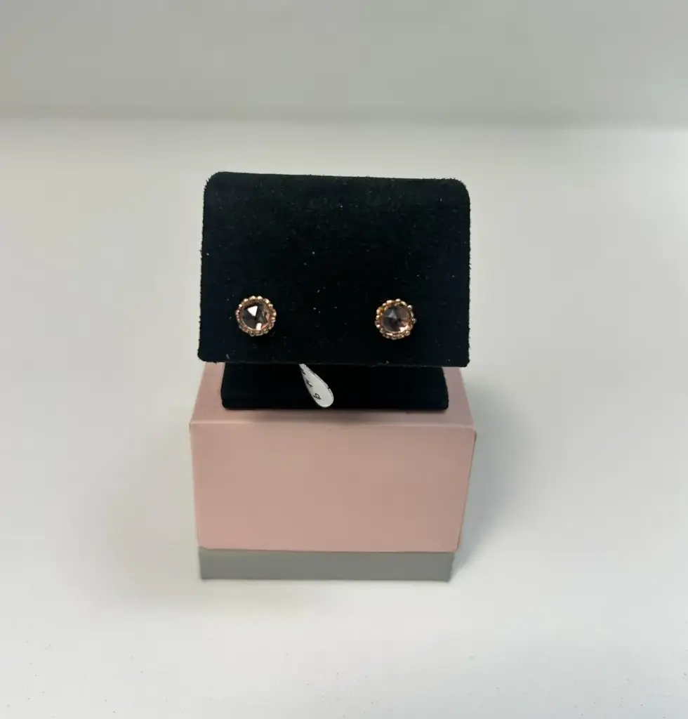 Pandora Rose Gold Pink Crown Stud Earrings