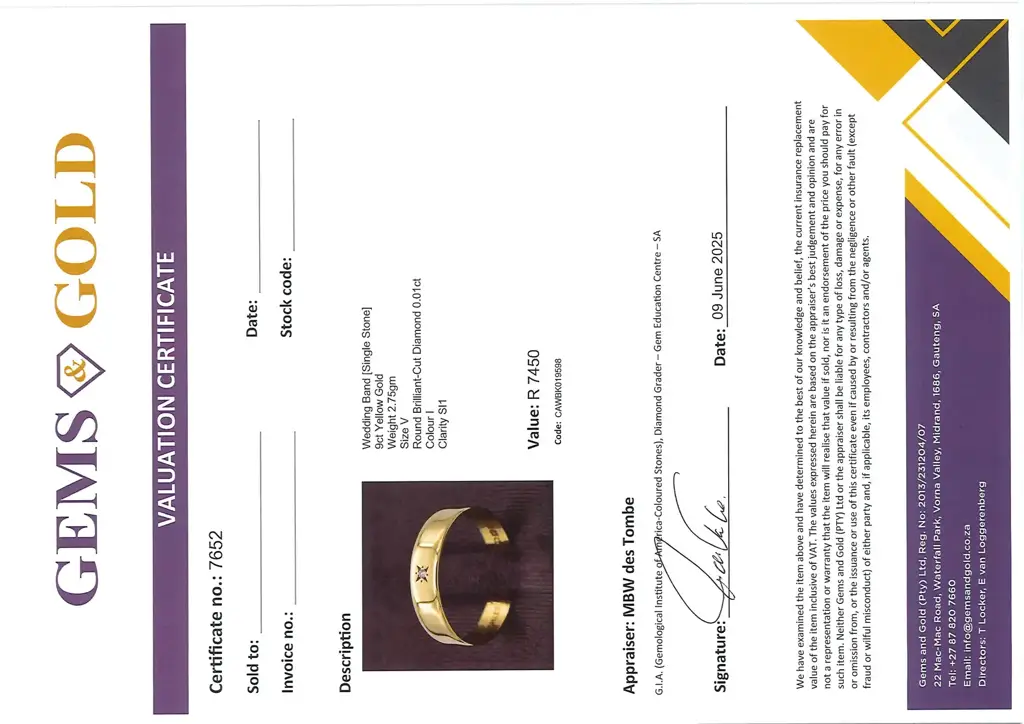 9Ct Yellow Gold Wedding Band Single Stone - View 4